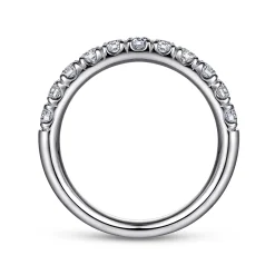 Outlet Gabriel & Co. Portofino - Platinum 11 Stone French Pave Diamond Wedding Band - 0.67 ct