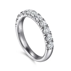 Outlet Gabriel & Co. Portofino - Platinum 11 Stone French Pave Diamond Wedding Band - 1 ct