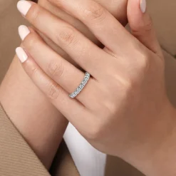 Sale Gabriel & Co. Portofino - Platinum 11 Stone French Pave Diamond Wedding Band - 0.75 ct