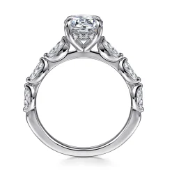 New Gabriel & Co. Posh - 14K White Gold Round Diamond Engagement Ring