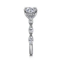 New Gabriel & Co. Posh - 14K White Gold Round Diamond Engagement Ring