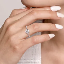 New Gabriel & Co. Posh - 14K White Gold Round Diamond Engagement Ring