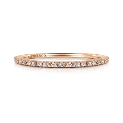 Clearance Gabriel & Co. Prague - 14K Rose Gold Prong Set Diamond Wedding Band - 0.1 ct