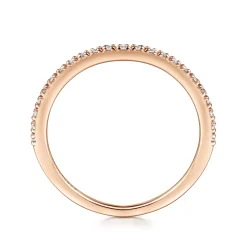 Clearance Gabriel & Co. Prague - 14K Rose Gold Prong Set Diamond Wedding Band - 0.1 ct