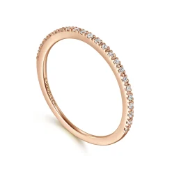 Clearance Gabriel & Co. Prague - 14K Rose Gold Prong Set Diamond Wedding Band - 0.1 ct