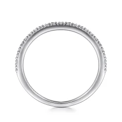Sale Gabriel & Co. Prague - 14K White Gold Prong Set Diamond Wedding Band - 0.1 ct