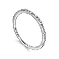 Sale Gabriel & Co. Prague - 14K White Gold Prong Set Diamond Wedding Band - 0.1 ct