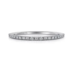 Sale Gabriel & Co. Prague - 14K White Gold Prong Set Diamond Wedding Band - 0.1 ct