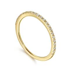Gabriel & Co. Prague - 14K Yellow Gold Prong Set Diamond Wedding Band - 0.1 ct