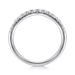 Outlet Gabriel & Co. Prato - Curved 14K White Gold French Pave Diamond Wedding Band - 0.25 ct