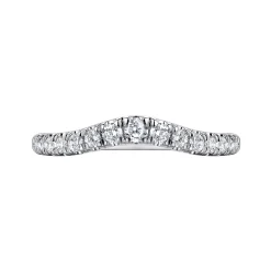 Outlet Gabriel & Co. Prato - Curved 14K White Gold French Pave Diamond Wedding Band - 0.25 ct