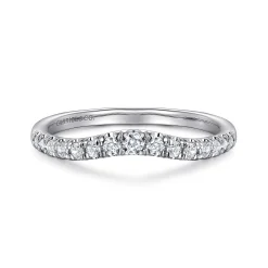Outlet Gabriel & Co. Prato - Curved 14K White Gold French Pave Diamond Wedding Band - 0.25 ct