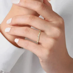 Gabriel & Co. Prato - Curved-14K Yellow Gold Diamond Anniversary Band - 0.25 ct