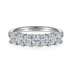 Gabriel & Co. Prevost - 14K White Gold 7 Stone Oval Diamond Anniversary Band - 0.95 ct