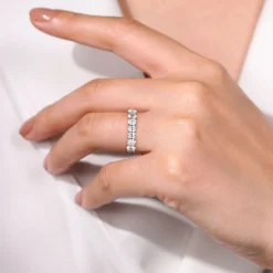 Gabriel & Co. Prevost - 14K White Gold 7 Stone Oval Diamond Anniversary Band - 0.95 ct