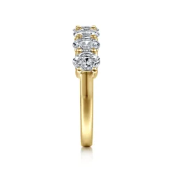 Clearance Gabriel & Co. Prevost - 14K Yellow Gold 7 Stone Oval Diamond Anniversary Band - 1.7 ct