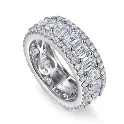 Outlet Gabriel & Co. Prinne - Wide 14K White Gold Emerald Cut Fancy Diamond Anniversary Band - 6.15 ct