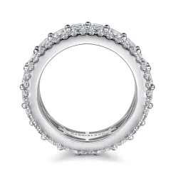 Outlet Gabriel & Co. Prinne - Wide 14K White Gold Emerald Cut Fancy Diamond Anniversary Band - 6.15 ct