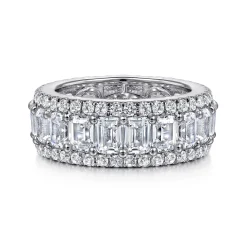 Outlet Gabriel & Co. Prinne - Wide 14K White Gold Emerald Cut Fancy Diamond Anniversary Band - 6.15 ct