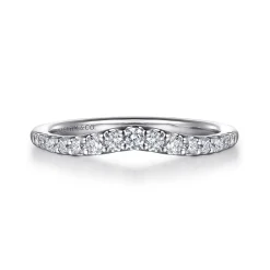 New Gabriel & Co. Prive - Curved-14K White Gold Diamond Anniversary Band - 0.25 ct