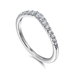 New Gabriel & Co. Prive - Curved-14K White Gold Diamond Anniversary Band - 0.25 ct