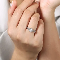 Outlet Gabriel & Co. Priya - Vintage Inspired 14K White Gold 6 Prong Round Diamond Engagement Ring