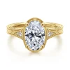 Sale Gabriel & Co. Priya - Vintage Inspired 14K Yellow Gold Oval Diamond Engagement Ring