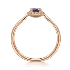 Discount Gabriel & Co. Promise Ring - 14K Rose Gold Amethyst and Diamond Halo Promise Ring