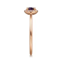 Discount Gabriel & Co. Promise Ring - 14K Rose Gold Amethyst and Diamond Halo Promise Ring