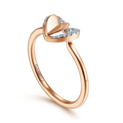 Sale Gabriel & Co. Promise Ring - 14K Rose Gold Double Heart Diamond Promise Ring