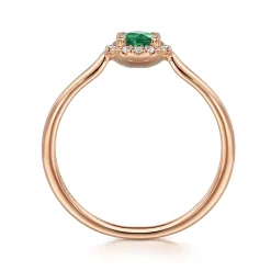New Gabriel & Co. Promise Ring - 14K Rose Gold Emerald and Diamond Halo Promise Ring