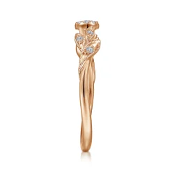 New Gabriel & Co. Promise Ring - 14K Rose Gold Floral Diamond Stackable Promise Ring