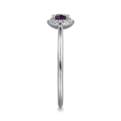 Outlet Gabriel & Co. Promise Ring - 14K White Gold Amethyst and Diamond Halo Ring