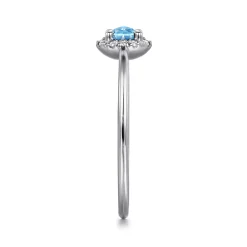 Clearance Gabriel & Co. Promise Ring - 14K White Gold Blue Topaz and Diamond Halo Promise Ring