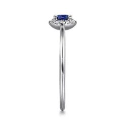 Online Gabriel & Co. Promise Ring - 14K White Gold Blue Sapphire and Diamond Halo Promise Ring