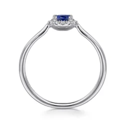 Online Gabriel & Co. Promise Ring - 14K White Gold Blue Sapphire and Diamond Halo Promise Ring