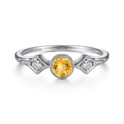 Online Gabriel & Co. Promise Ring - 14K White Gold Citrine and Diamond Promise Ring