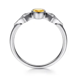 Online Gabriel & Co. Promise Ring - 14K White Gold Citrine and Diamond Promise Ring