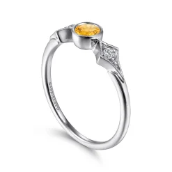 Online Gabriel & Co. Promise Ring - 14K White Gold Citrine and Diamond Promise Ring