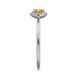 Online Gabriel & Co. Promise Ring - 14K White Gold Citrine and Diamond Halo Promise Ring