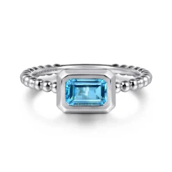 Online Gabriel & Co. Promise Ring - 14K White Gold Diamond and Swiss Blue Topaz Promise Ring