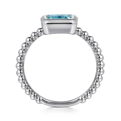Online Gabriel & Co. Promise Ring - 14K White Gold Diamond and Swiss Blue Topaz Promise Ring