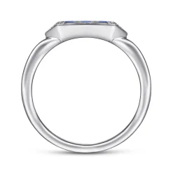 Discount Gabriel & Co. Promise Ring - 14K White Gold Diamond and Trio Princess Cut Sapphire Promise Ring