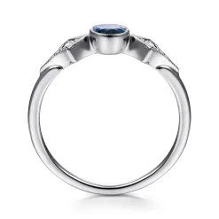 Gabriel & Co. Promise Ring - 14K White Gold Diamond and Sapphire 3 Stone Promise Ring