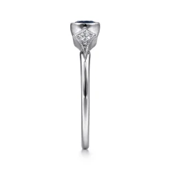 Gabriel & Co. Promise Ring - 14K White Gold Diamond and Sapphire 3 Stone Promise Ring