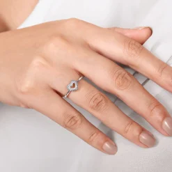Hot Gabriel & Co. Promise Ring - 14K White Gold Diamond Pave Open Heart Promise Ring