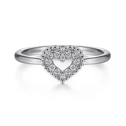 Hot Gabriel & Co. Promise Ring - 14K White Gold Diamond Pave Open Heart Promise Ring