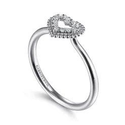 Hot Gabriel & Co. Promise Ring - 14K White Gold Diamond Pave Open Heart Promise Ring