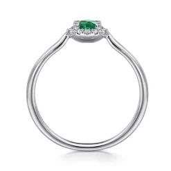 Outlet Gabriel & Co. Promise Ring - 14K White Gold Emerald and Diamond Halo Ring