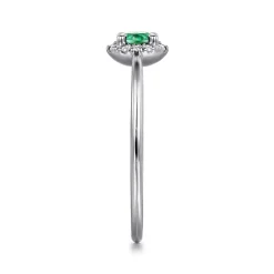 Outlet Gabriel & Co. Promise Ring - 14K White Gold Emerald and Diamond Halo Ring